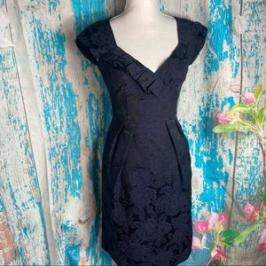 Nanette Lepore Navy Floral Midi Dress